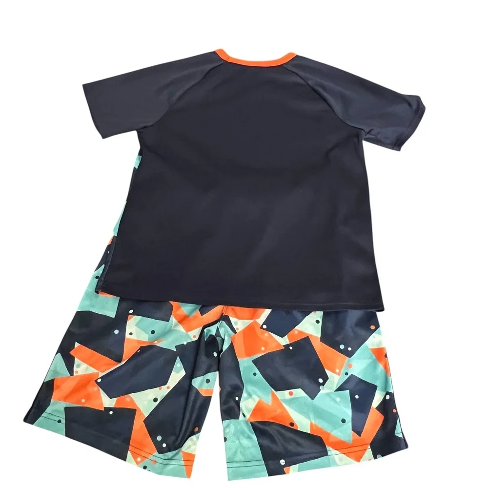 Place Sport Boys Navy Orange Unbeatable Activewear Shirt and Shorts Set Size L - Picture 2 of 13